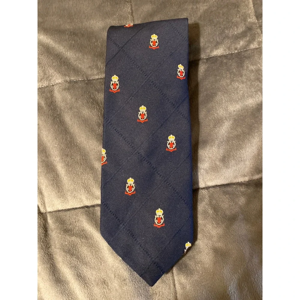 Pride of England Mens Navy Blue Crest Embroidered Tie The Barn Troy Mich 0177